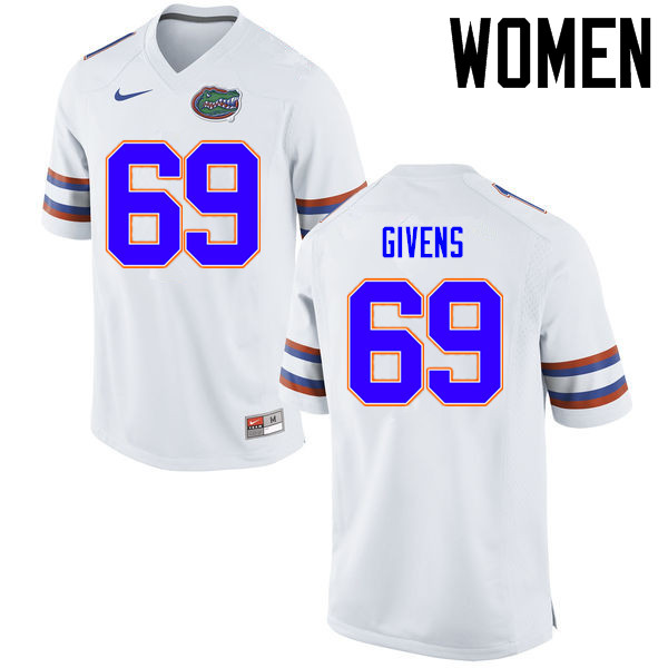 Women Florida Gators #69 Marcus Givens College Football Jerseys Sale-White